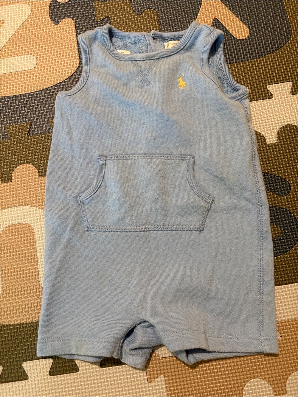 Ralph Lauren Light Blue Romper with Kangaroo Pocket